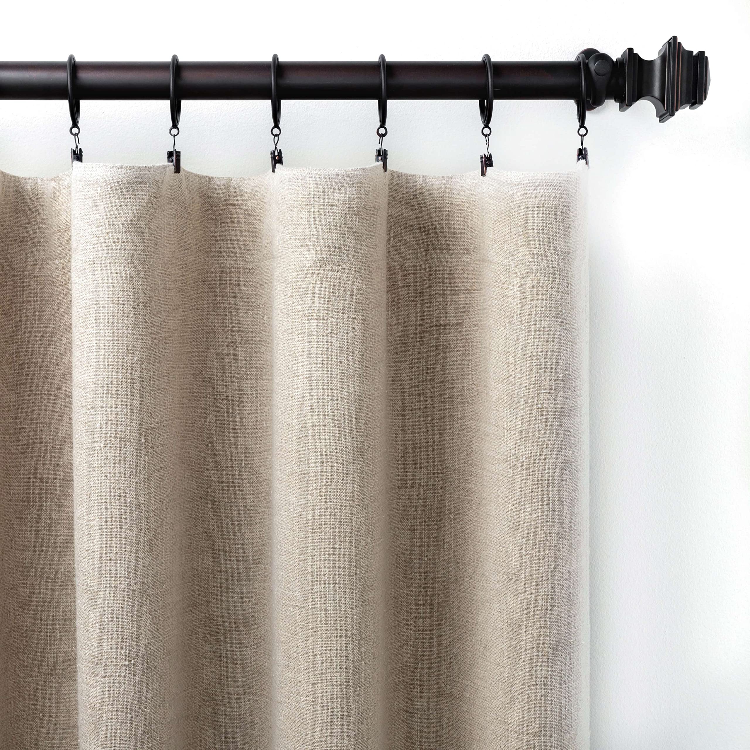 Pine Cone Hill Stone Washed Linen Natural Curtain Panel, 48" W x 84" L, Neutral Solid Pattern