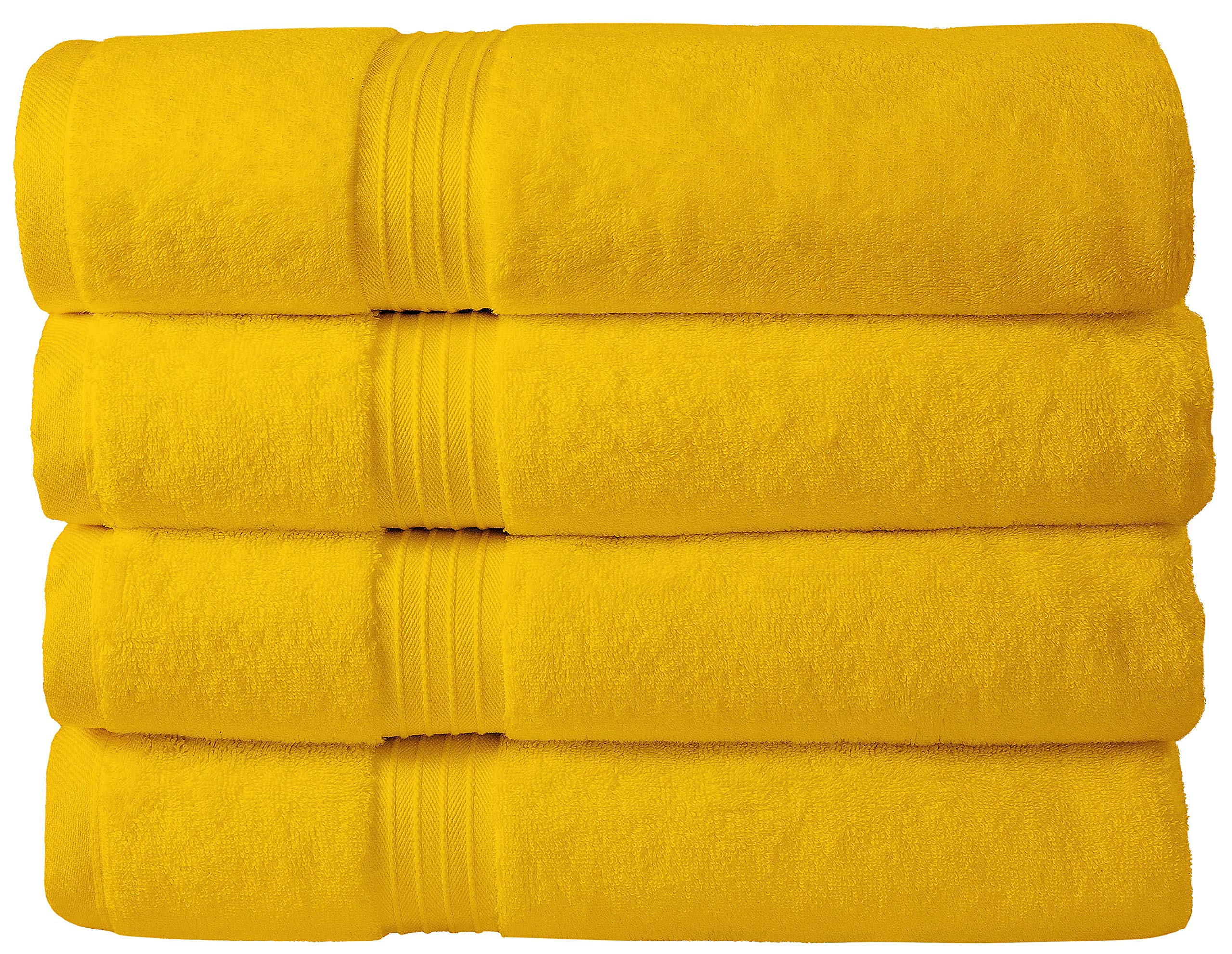 Bliss Casa Bath Towel Set (4 Pack, 70 X 140 cm) - 600 GSM 100% Combed Cotton Quick Drying Highly Absorbent Thick Bathroom Towels - Soft Hotel Quality for Bath and Spa Golden Bath Towel 4 Pack