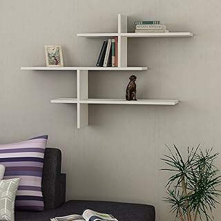 3 Tier Wall Shelf Many Colour Options- Easy to Assemble - Living Room Office Storage - 123x80x22cm by Hocuspicus (White)