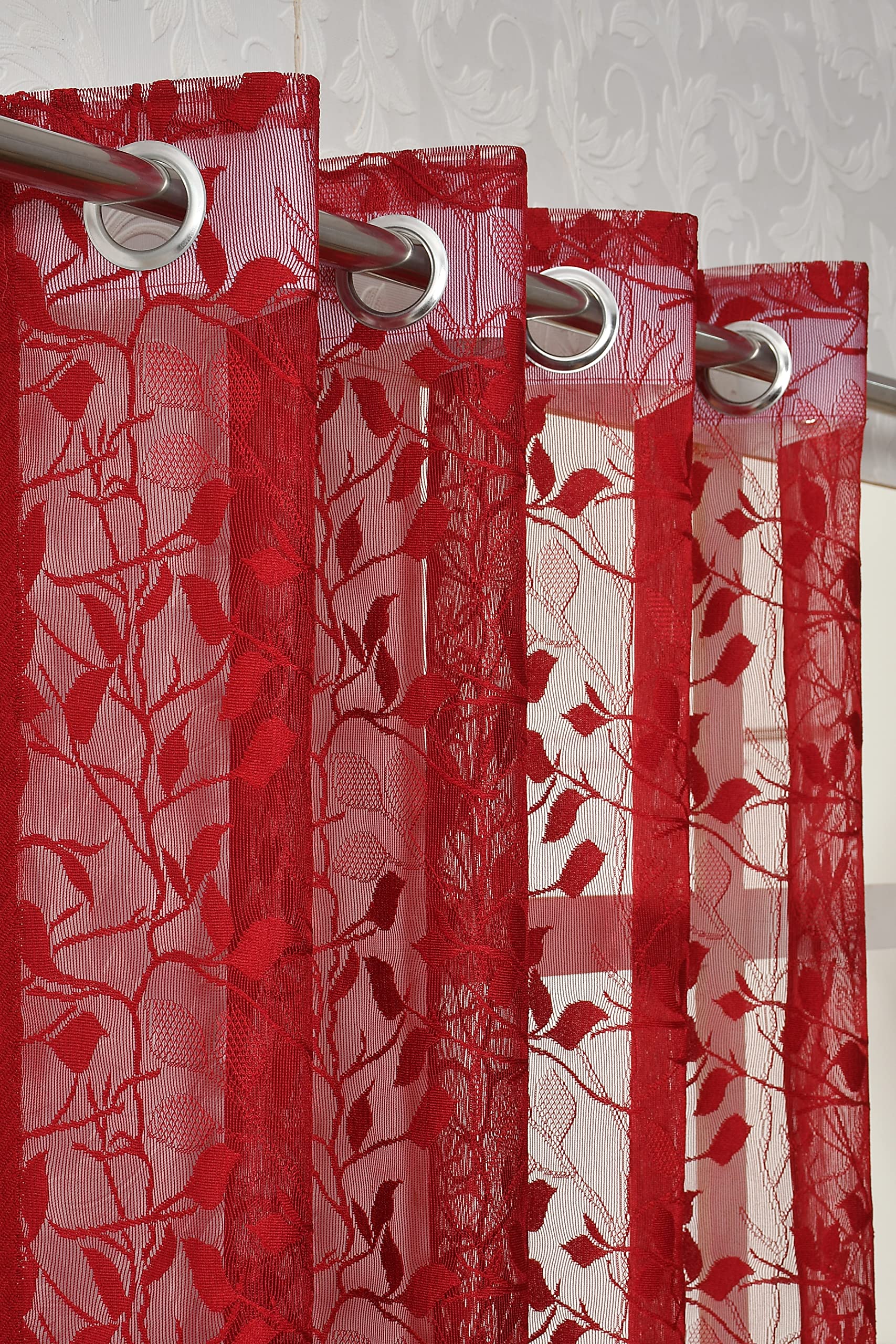 Galaxy Home Decor Premium Sheer Frill Embroidery Floral Transparent Net Curtains for Long Door 9 Feet, 2 Piece, Maroon (Maroon, Long Door 9 Feet (2Pc)) (B09DW8TFDJ) Amazon Price History, Amazon Price Tracker