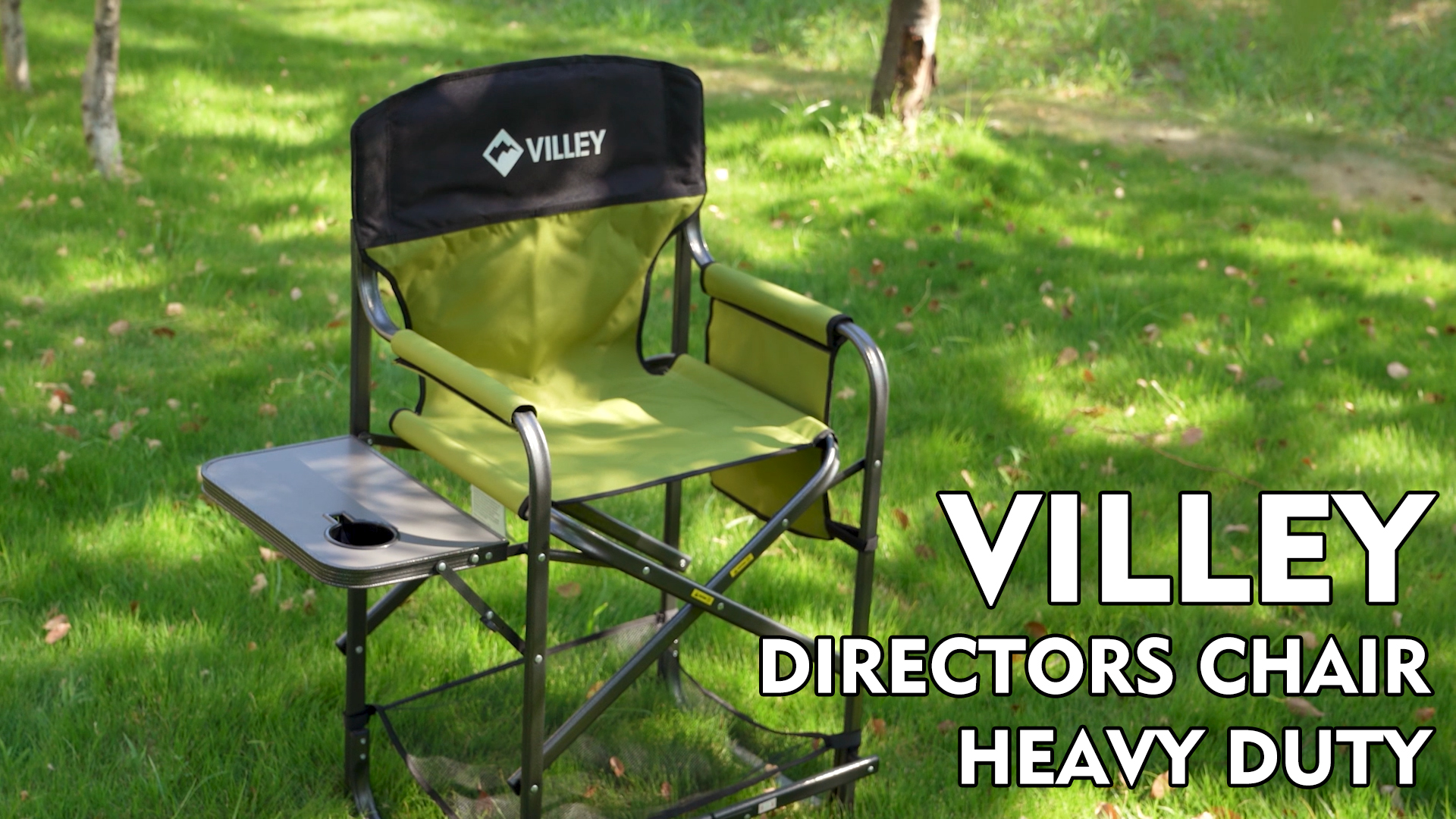 VILLEY Silla de director alta, silla plegable para camping con reposapiés miniatura 7