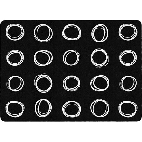Flagship Carpets Circle Sampler Abstract Educational Area Rug for Kids Room or Childrens Classroom Carpet, Playroom or Home Learning, 6' x 8'4", Black