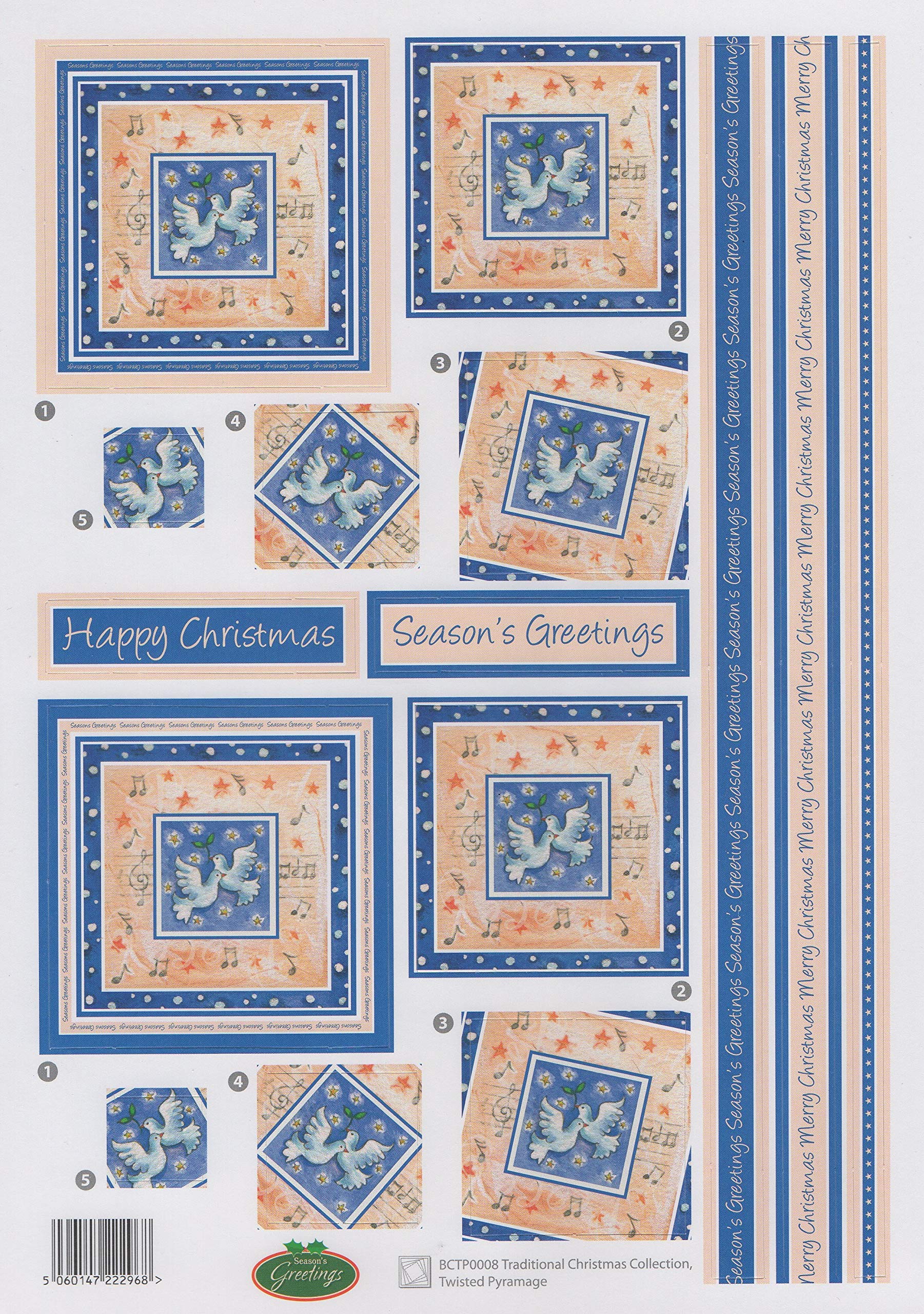 Buzz Craft Buzzcraft 3D Die Cut Twisted Pyramage Decoupage Sheet - Bctp0008 Traditional Christmas Selection