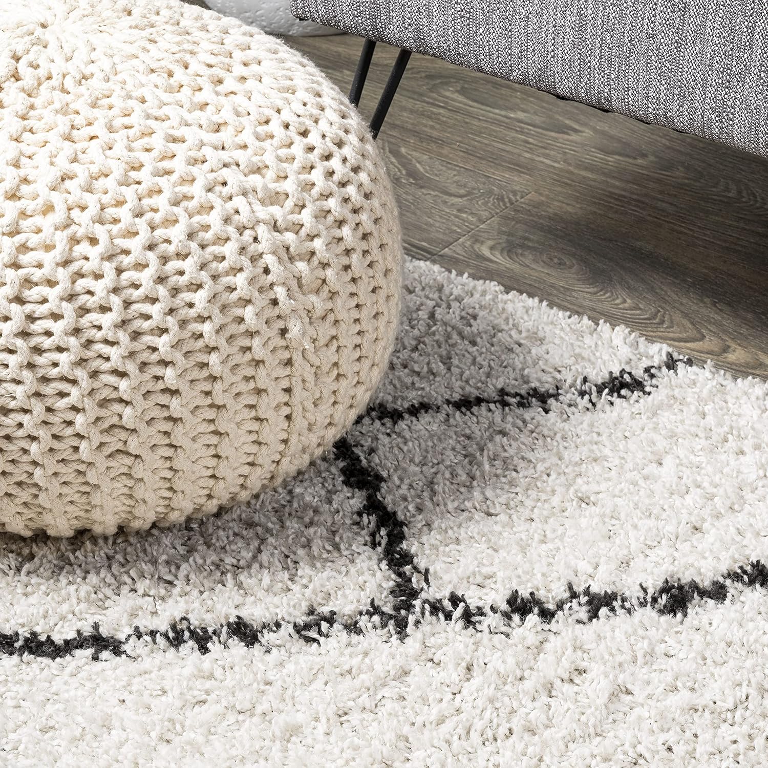 JONATHAN Y Diamond Shag Beige/Dark Gray Runner Rug 2X8 ft, Inca Moroccan for Living Room, Bedroom, Kitchen, Office, Easy-Cleaning, High Traffic, Pet-Friendly, Non-Shedding SHG101A-28