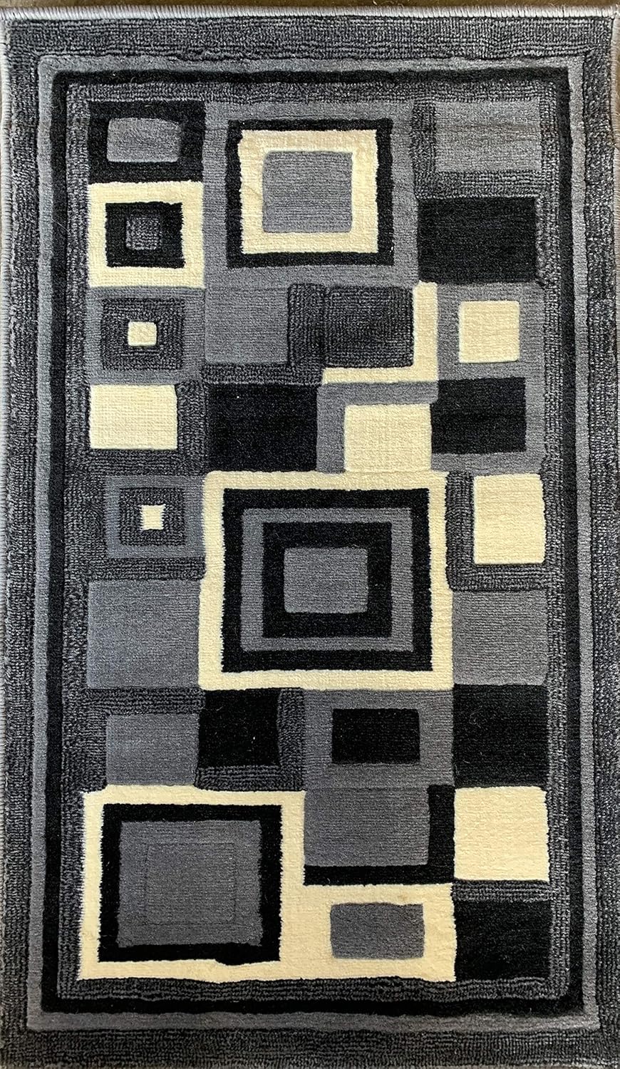 Gallery Modern Contemporary Door Mat Geometric Grey Black