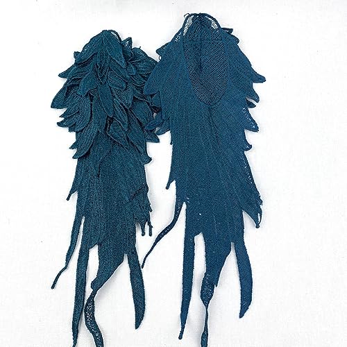Miniatura 6 de Heyiwell 1 par de apliques de encaje de alas de ángel para coser para bodas, ropa de vestir, jeans, accesorio de bricolaje, grande, negro