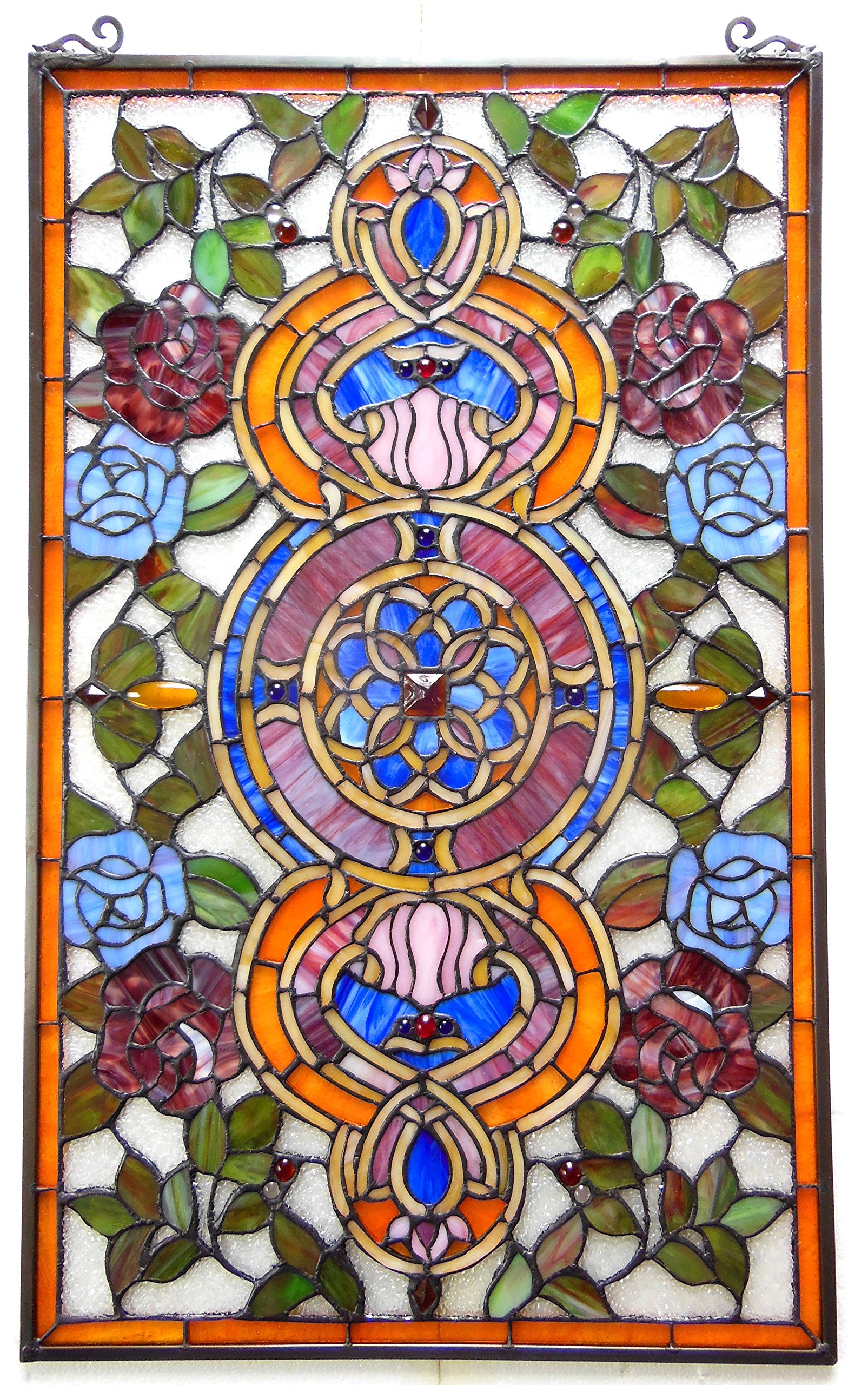 RADIANCE goods Tiffany-Glass Victorian Window Panel 20x32