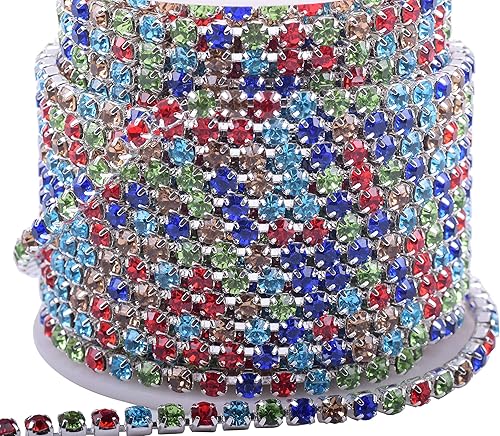 KAOYOO - Cadena con cuentas de diamantes de imitación, 9 metros (10 yardas) para manualidades, joyas y decoración de bodas.