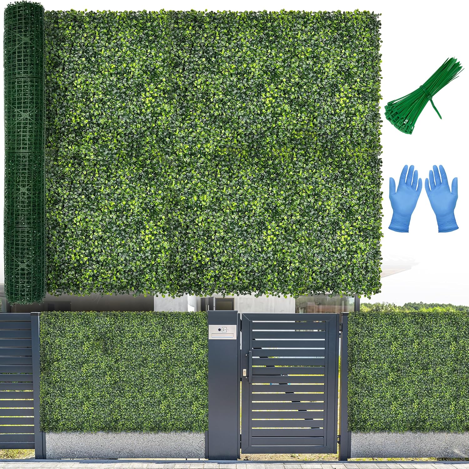 artificial boxwood roll panel backdrop: 72"x144" uv-anti greenery faux grass wall hedge for indoor outdoor green decor & backyard background decorations fence covering privacy