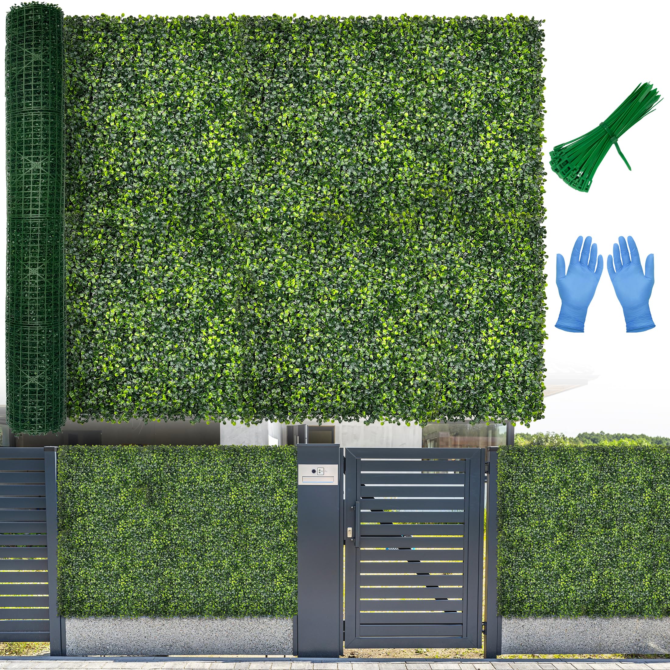 Photo 1 of DMGarden Artificial Boxwood Roll Panel Backdrop: 72"X144" UV-Anti Greenery Faux Grass Wall Hedge for Indoor Outdoor Green Decor & Backyard Background Decorations Fence Covering Privacy