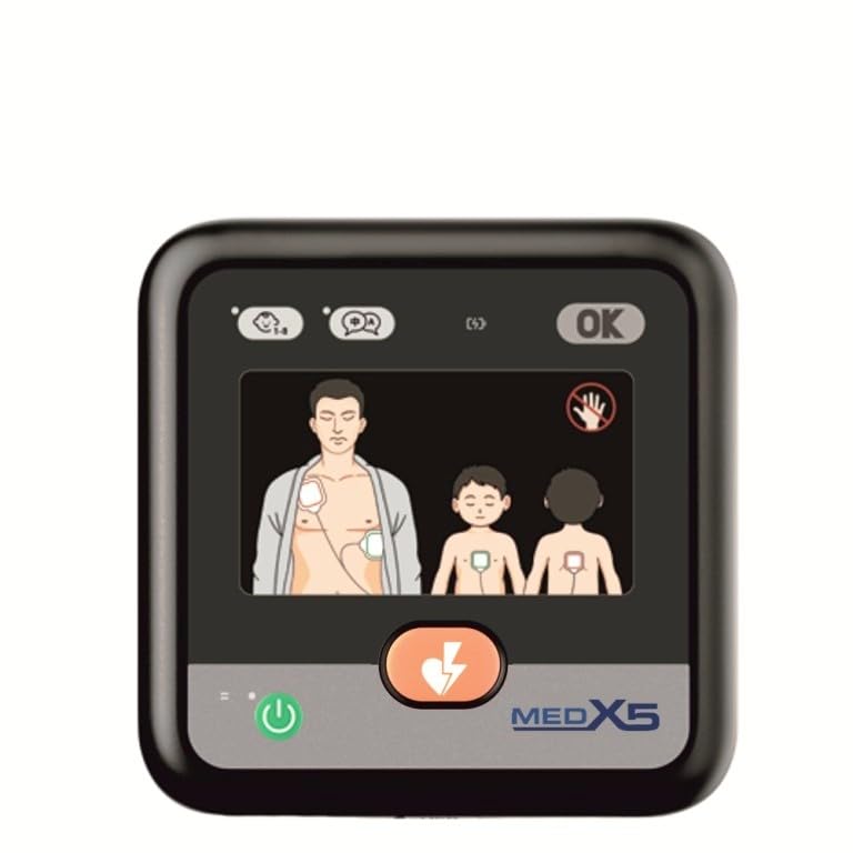 myPAD Heimdefibrillator AED für Zuhause, Familie & Freizeit, halbautomatischer Defibrillator mit Sprachführung, LED-Grafik, Kindermodus ab 1 Jahr, 4 Jahre Batterie & Elektroden, 8 Jahre Garantie.