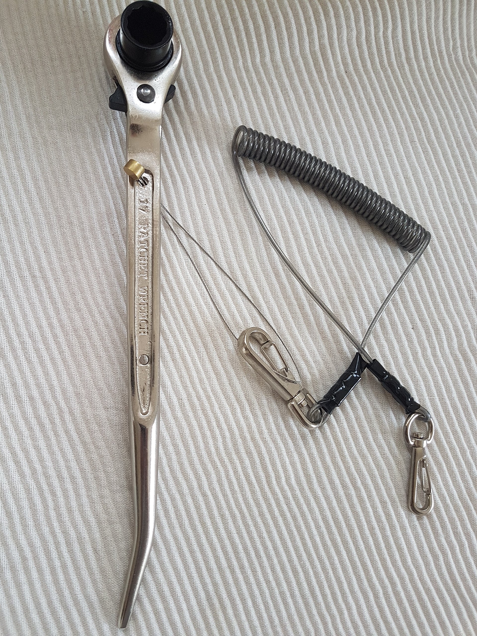 Bbi Ltd Silver Scaffolding Ratchet Spanners Tools 19&21,17&21,19&24 Mm With Bbi Safety Tools Lanyard (1721+Lanyard)