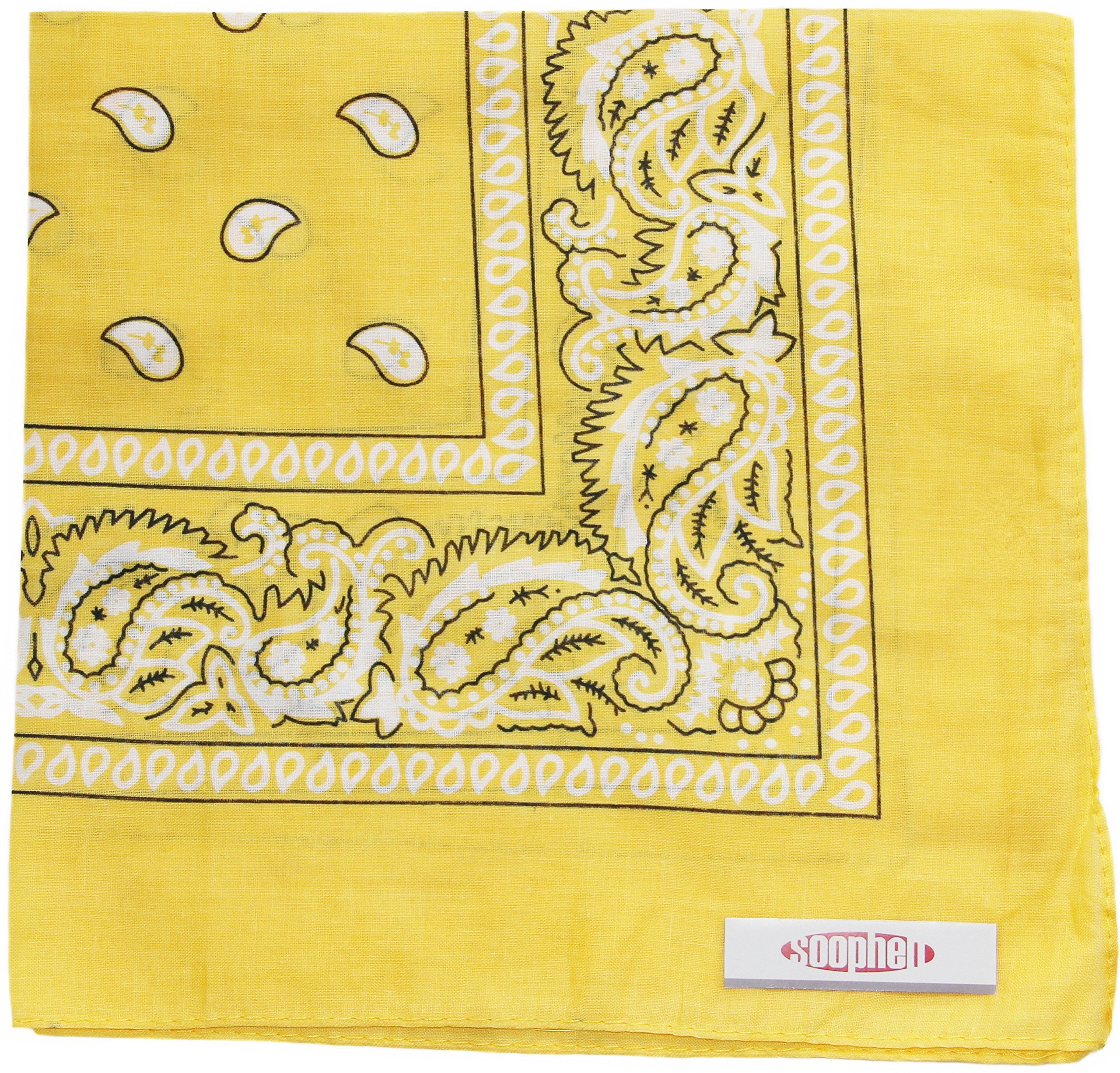 Soophen One Dozen Cowboy Bandanas 100% Cotton 22 x 22 inch