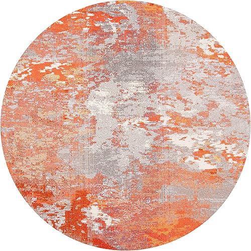 Miniatura 2 de Safavieh Madison Collection MAD440G - Alfombra redonda de 8 x 8 pies color gris y naranja