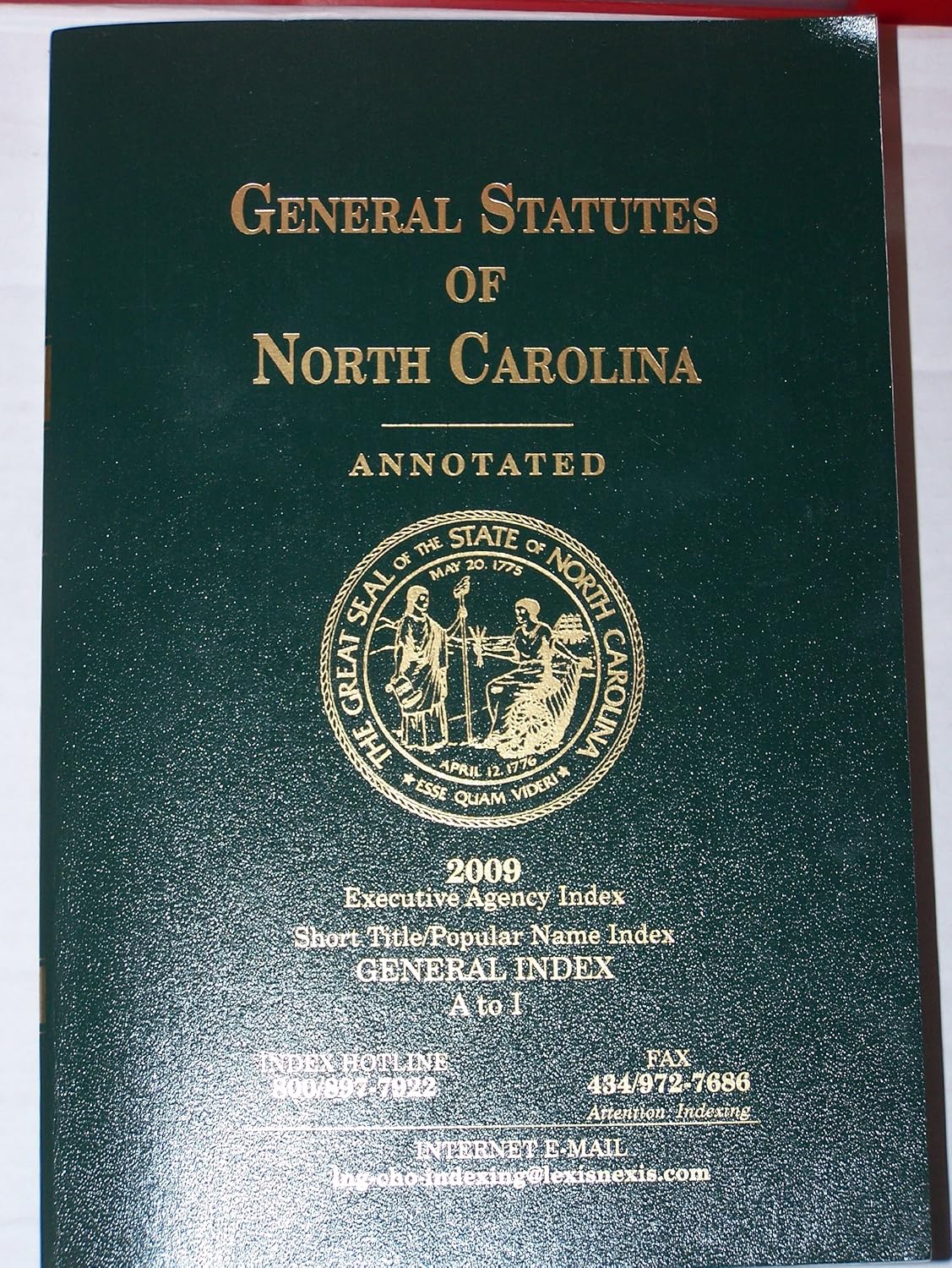 General Statutes of North Carolina Annotated (Executive Agency Index