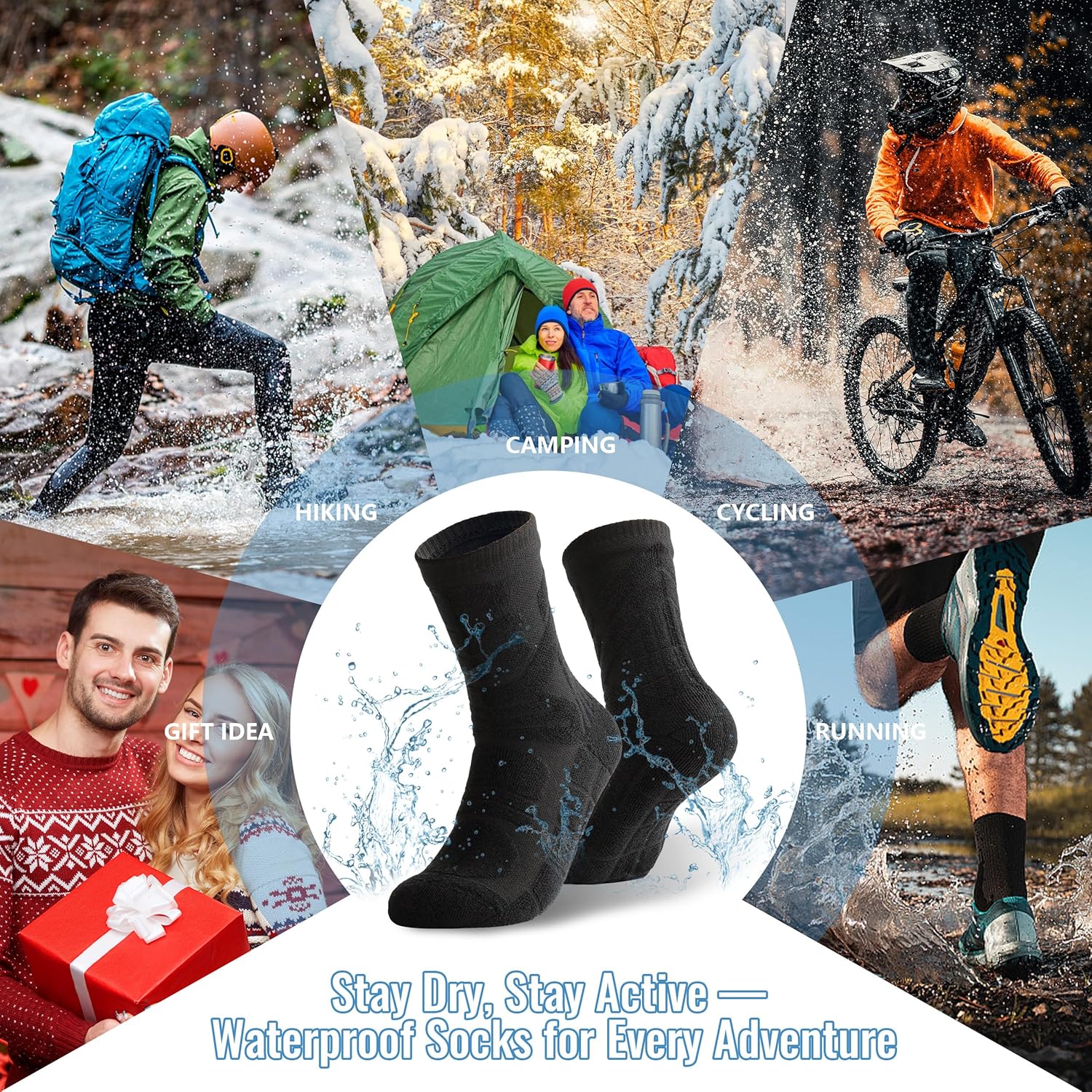 RANDY SUN Waterproof Socks for Men and Women, Hiking Wading Trail Running Crew Socks - Image 2