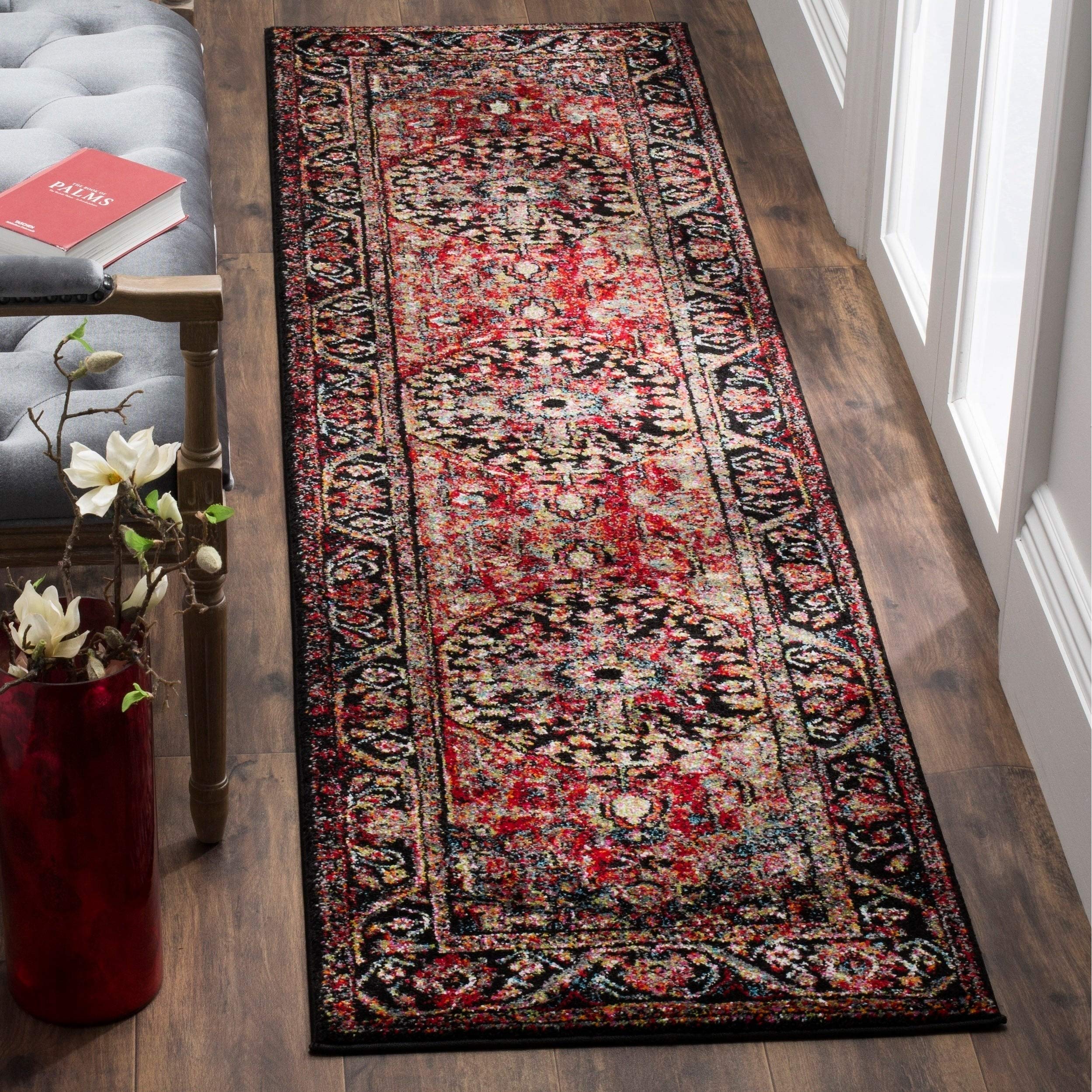 SAFAVIEH Vintage Hamadan Collection Runner Rug - 2'3" x 10', Red & Multi, Oriental Traditional Persian Design, Non-Shedding & Easy Care, Ideal for High Traffic Areas in Living Room, Bedroom (VTH215A)