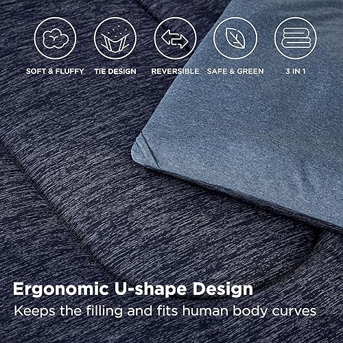 Miniatura 6 de Bedsure Juego de edredón Cal King, juego de cama refrescante y cálido, edredón reversible azul marino para todas las estaciones, 3 piezas, 1 edredón