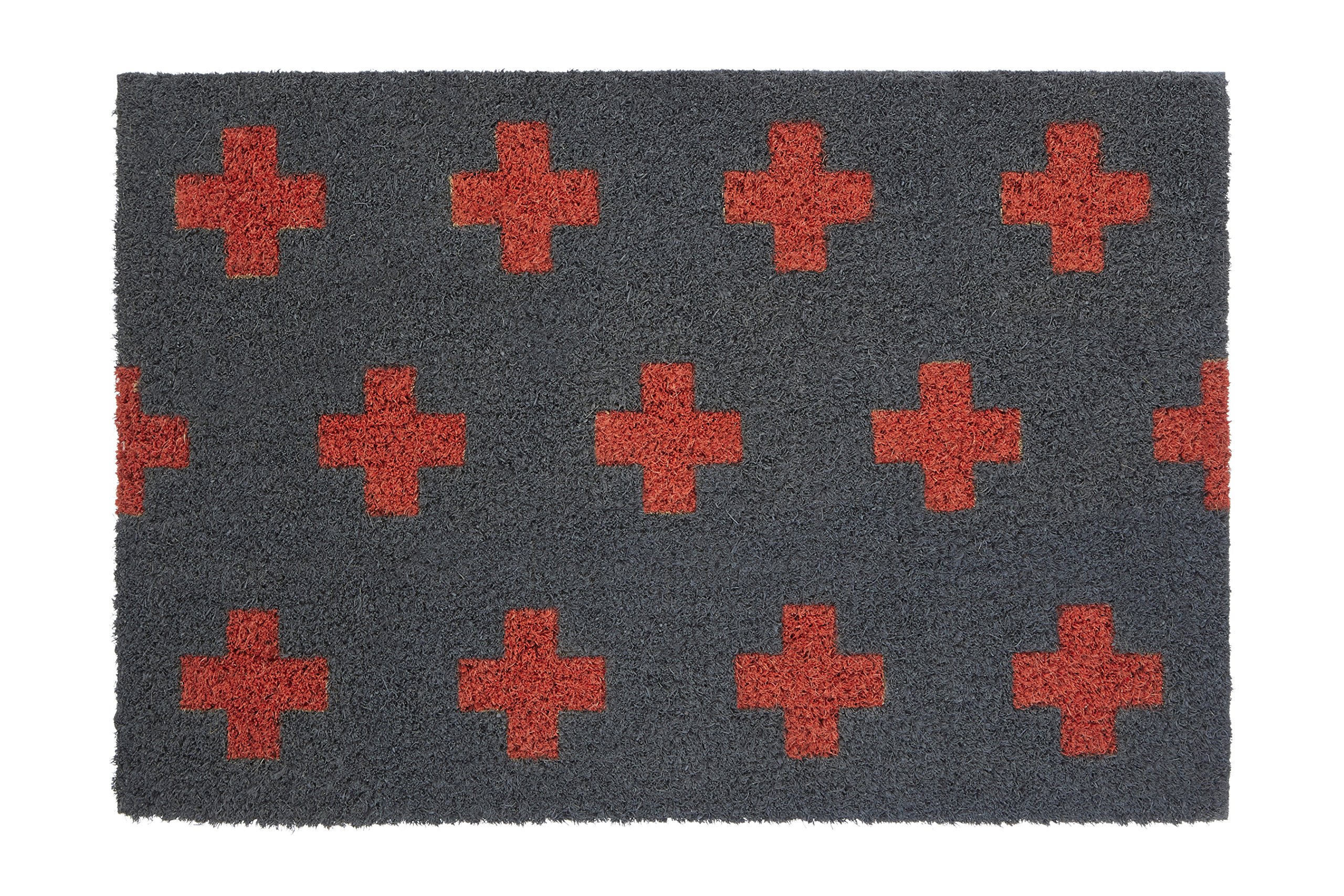 Premier Housewares Neon Crosses Doormat Coir Fibre Red/Grey