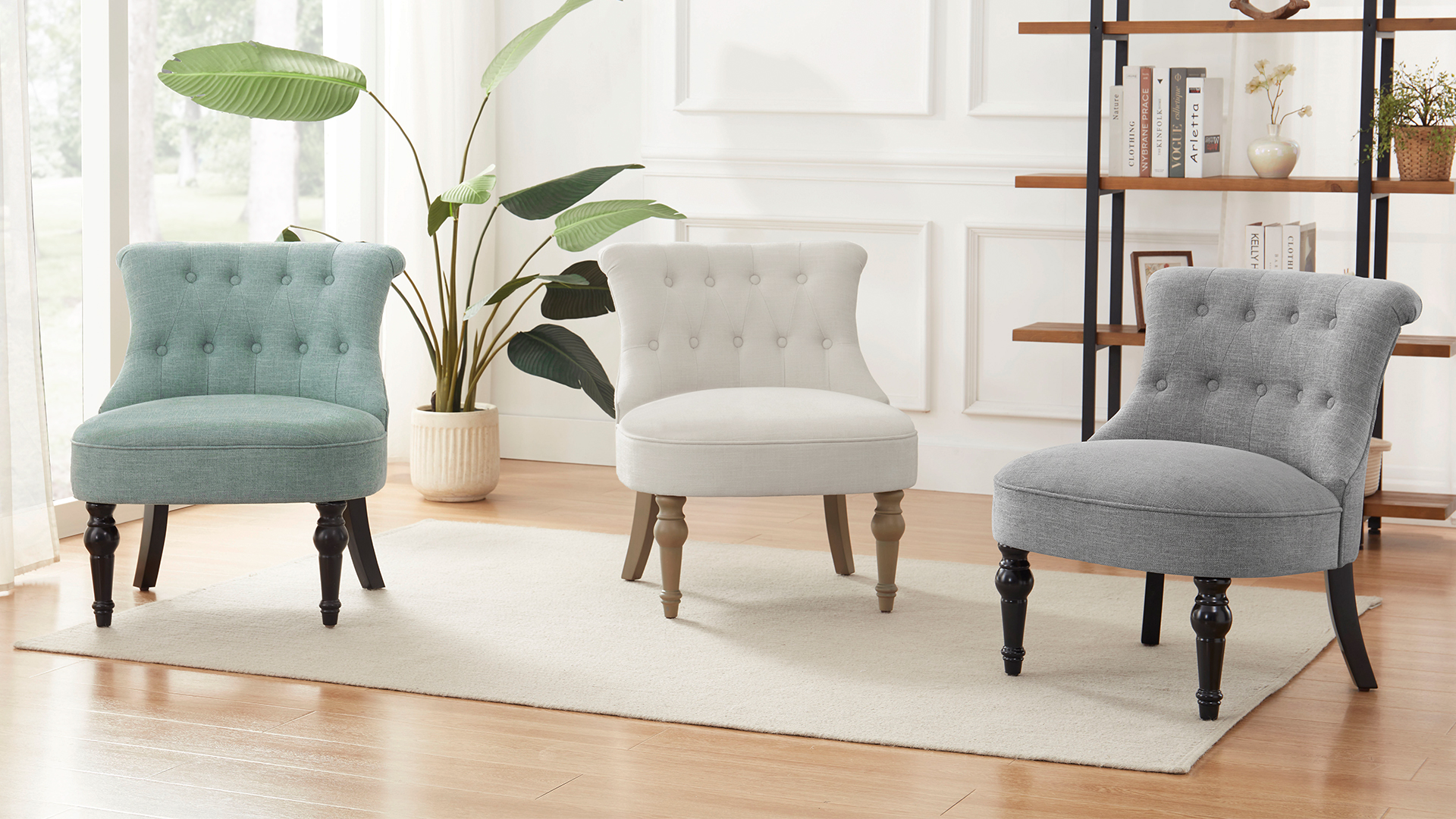 Sillón sin brazos clásico gris confortable miniatura 7