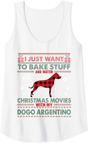 Miniatura 8 de Christmas Movies Dogo Argentino Dog Ugly Christmas Sweater Tank Top