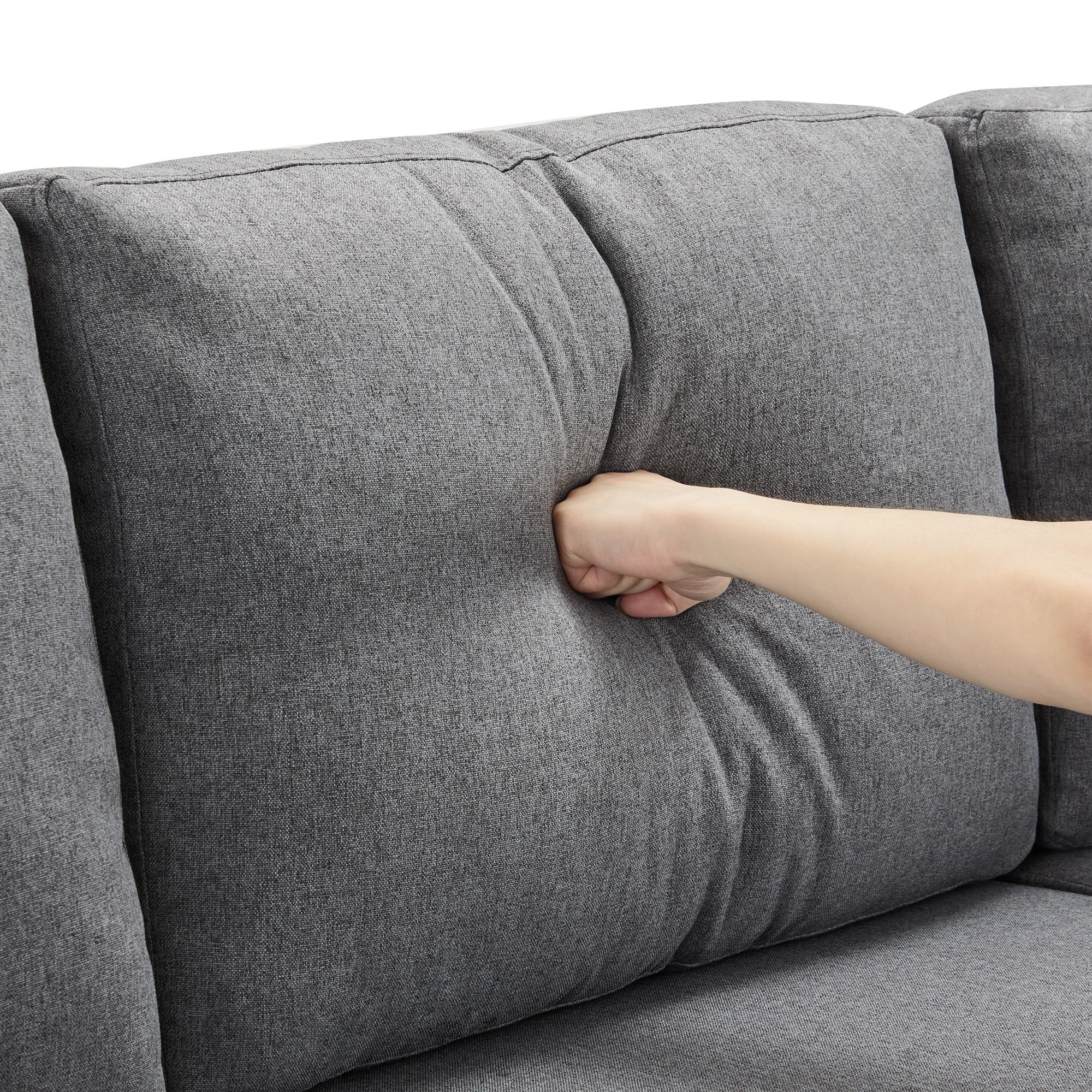 Azkoeesy Sofá cama plegable de 3 plazas con función sleep y espacio de almacenamiento, en forma de L, chaise longue sofá de salón, izquierda y derecha, intercambiable, tela de lino