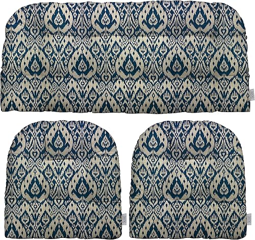 RSH Decor - Juego de 3 cojines de mimbre copetudo para interiores y exteriores, 1 sofá biplaza y 2 en forma de U, resistentes a la intemperie, elige