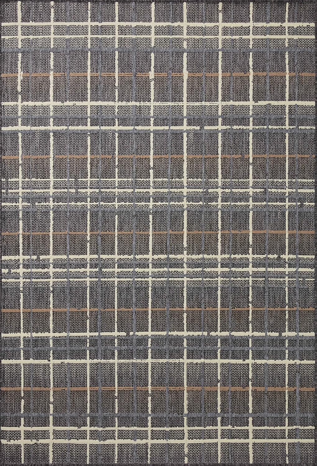 Loloi Rainier Collection RAI-11 Charcoal/Multi 5'-3" x 7'-7" Area Rug Charcoal / Multi 5'3" x 7'7" (Rectangular)