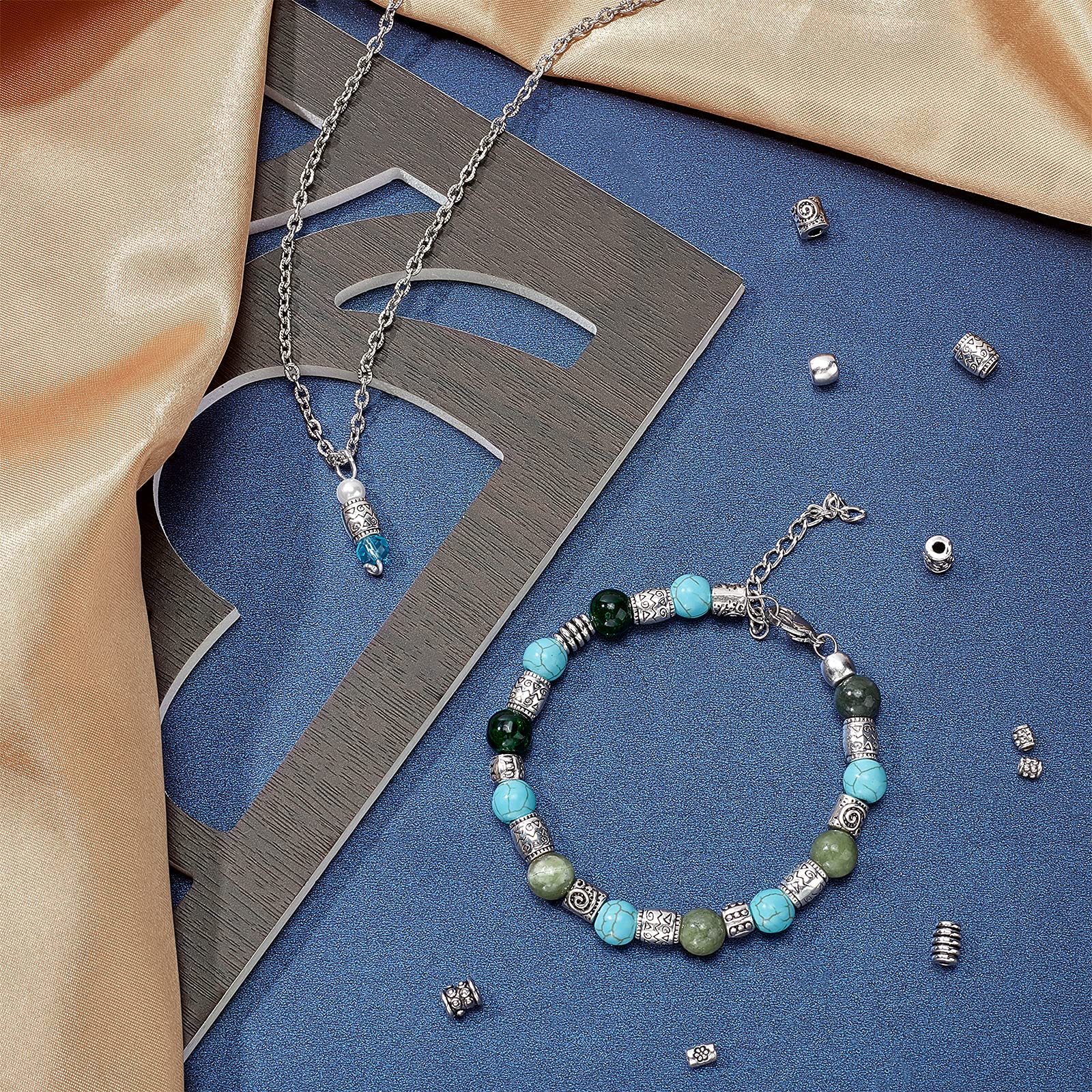 Tibet picture turquoise 銀古美 クラフトパーツ トルコ石 100個2種 ハンドメイド・手芸 Tibet picture turquoise 銀古美