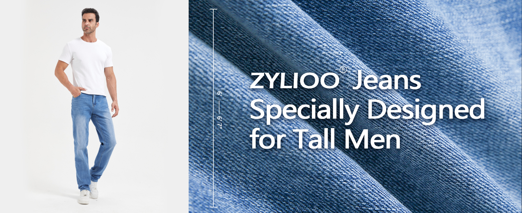 Zylioo 38,36,34 Inseam Tapered Jeans for Tall Men，Tall Size