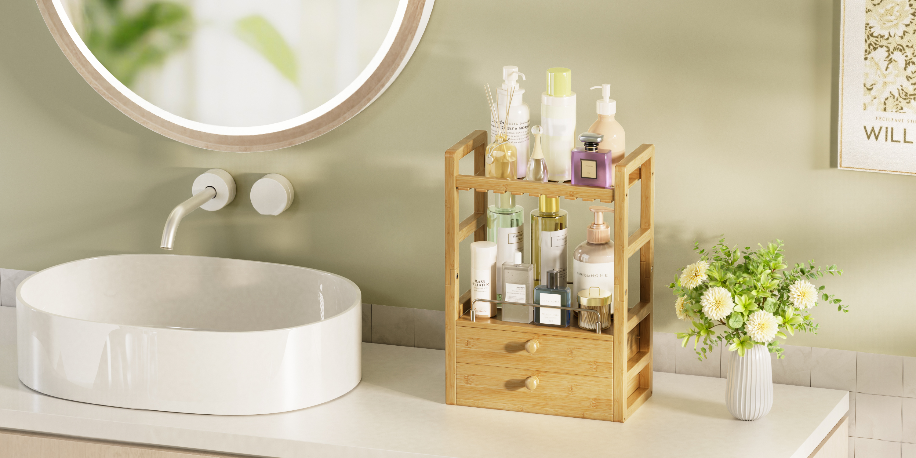 Amazon.com: AmazerBath Bamboo Bathroom Countertop Organizer, 2