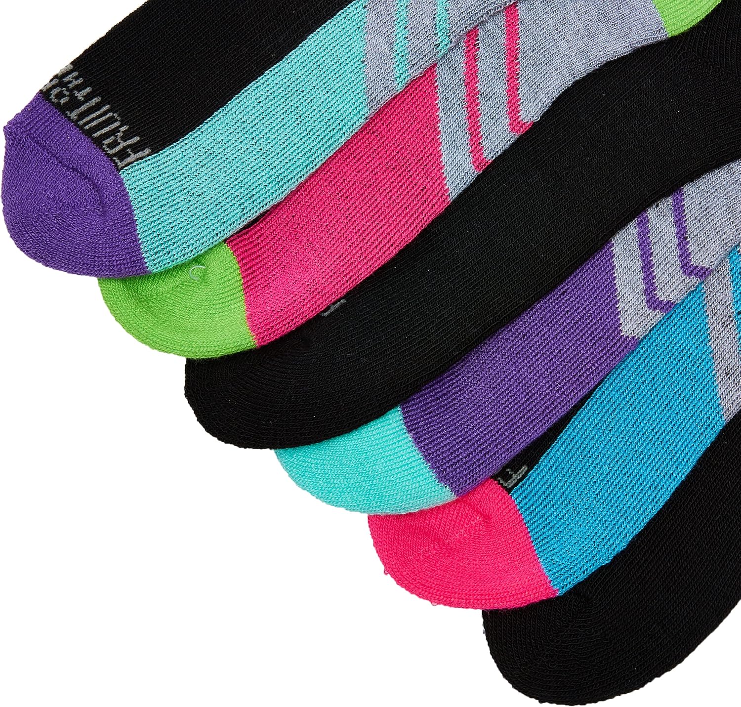 Fruit Of The Loom Girls Everyday Active Cushioned No Show - 6 Pair Pack Socks, Black Assorted, 4-10 US - Image 2