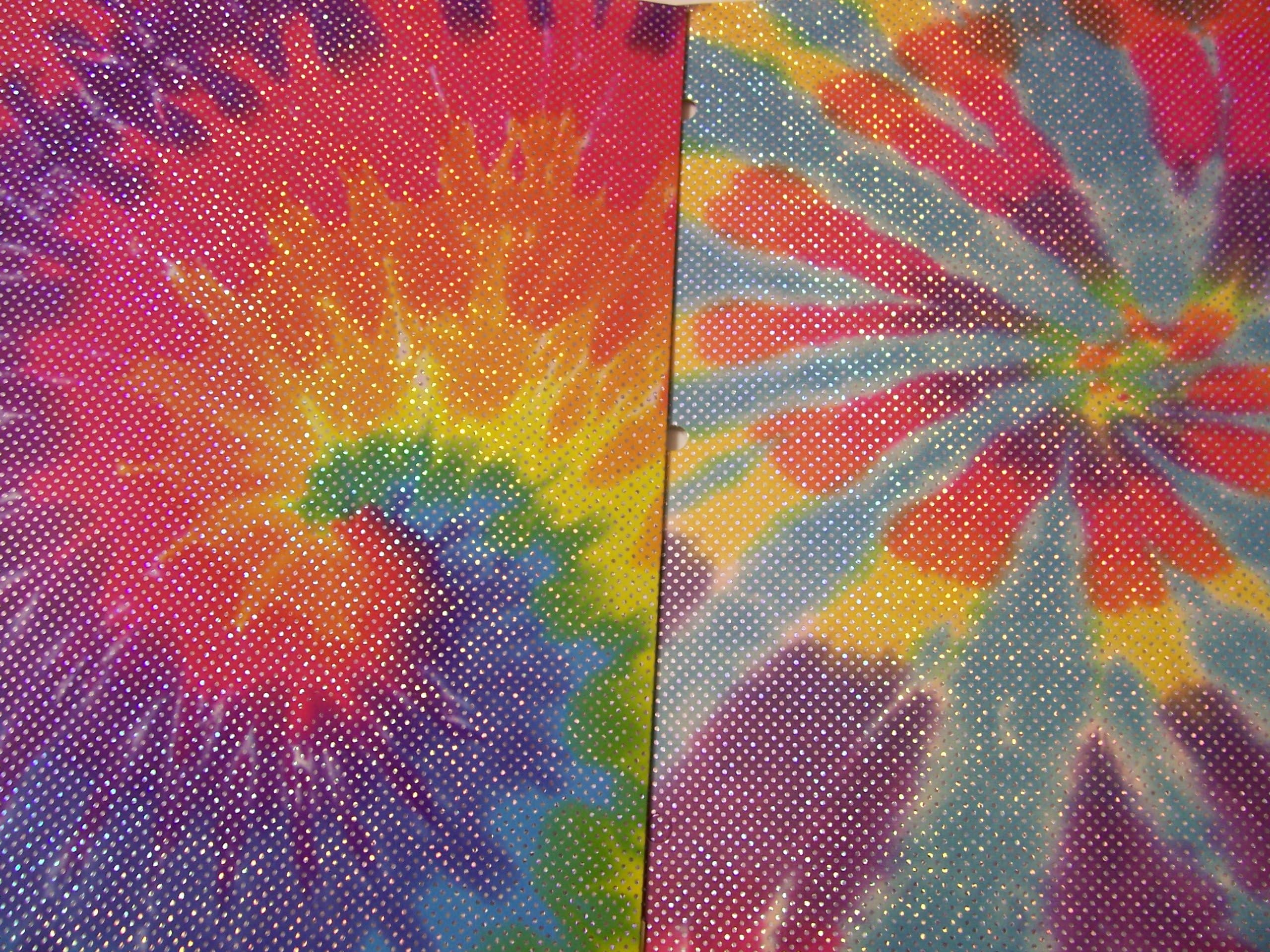 University of Style Tye Dye Sparkle 2 Folder Set ~ Thick Multicolored Swirl, Multicolor Strips on Blue