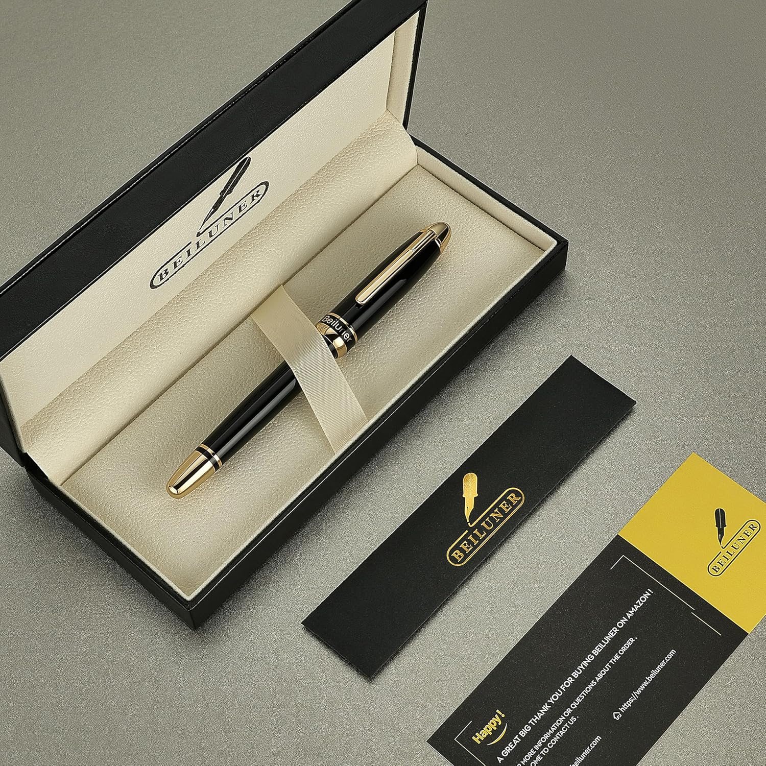 BEILUNER 315 Luxury Rollerball Pen, with 24K Gold Finish, Black Piano Lacquer, Luxury Grade Craftsmanship, Best Pen Gift Set for Men and Women, Professional, Executive, Office, Fancy, Nice Pens - Image 9
