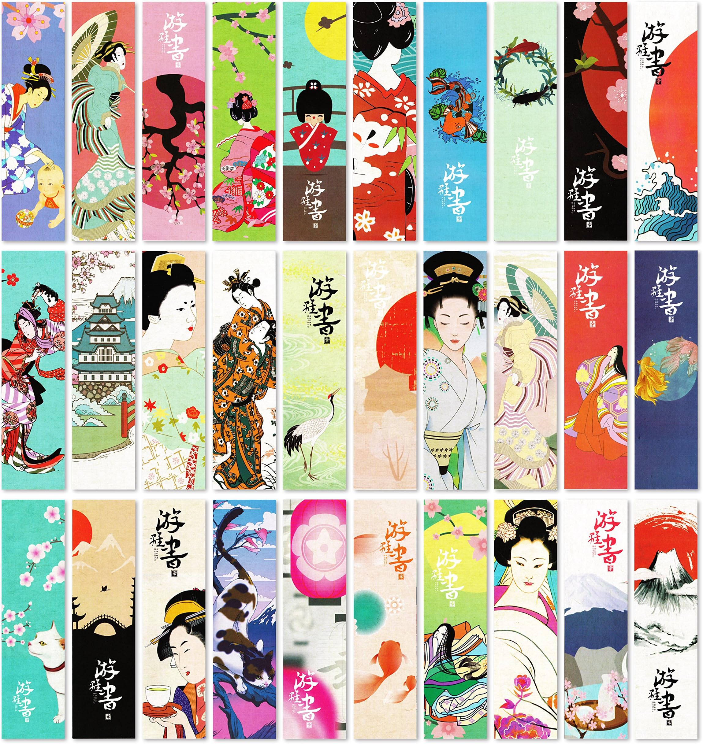 Japanese Style Theme Colorful Bookmarks, 30 PCS