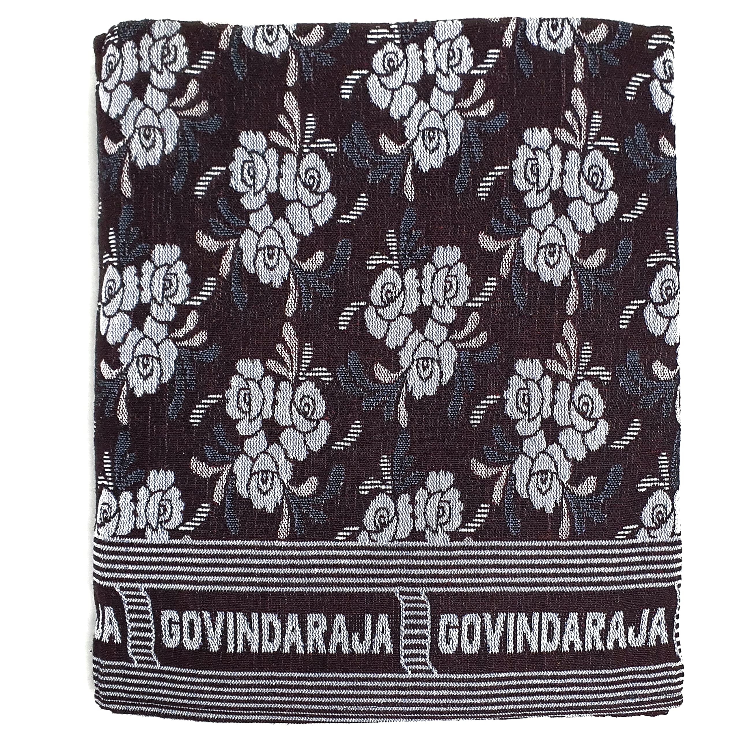 SEGUINSingle Size Cotton Chaddar, 60" 90" Jacquard Cotton Blanket Reversible Twin Design for Daily Use (Maroon Colour Floral)