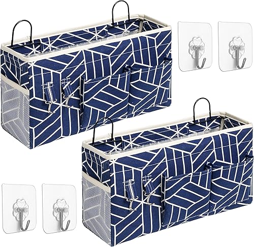 2 bolsas grandes para colgar en la pared, organizador de bolsillos de tela de lino para puerta, armario, impermeable, multifuncional, para sala de