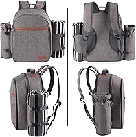 Vista 6 de Apollo Walker - Set de mochila para picnic para 2 personas con compartimiento refrigerado, soporte desmontable para botella/vino, manta de forro