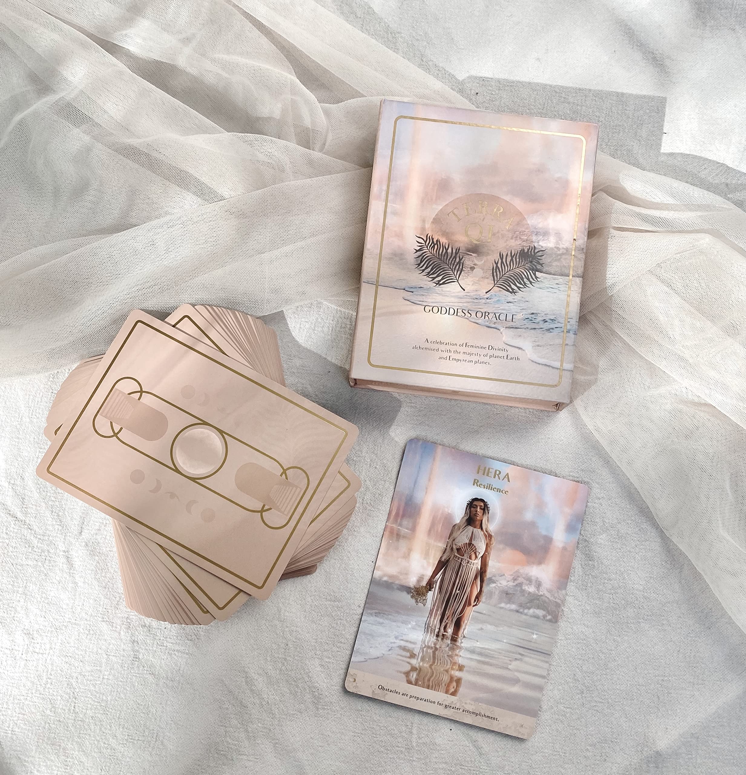 Terra Qi Goddess Oracle | Gold Foil 44 Card Deck with