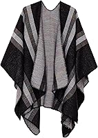 Vista 40 de Urban CoCo Poncho de colores para mujer, chal con frente abierto, color en bloques