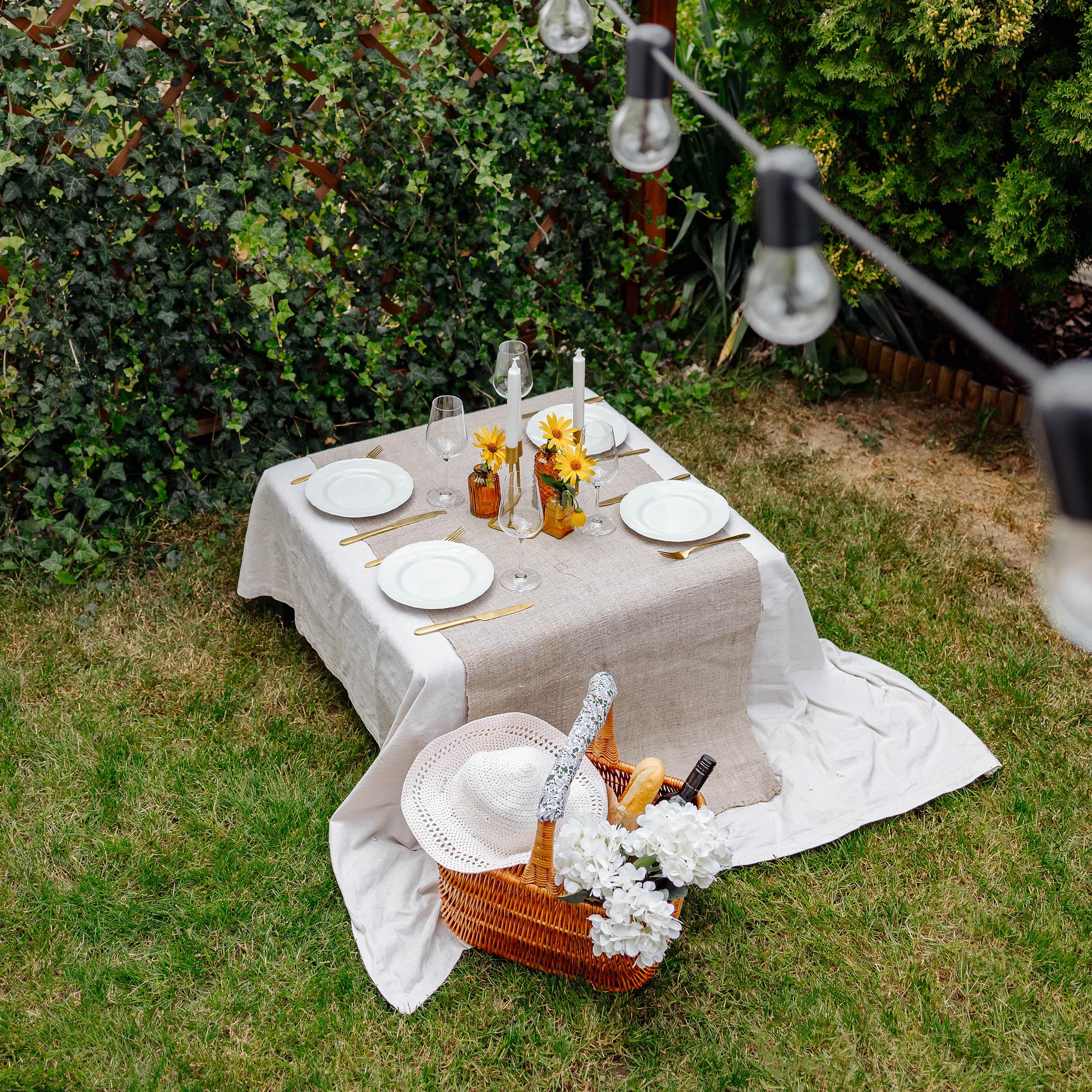 Creative Home Cesta de Mimbre Holandesa Grande con Asa | 42x32x40cm (+/- 1cm) Ligera | para Picnic Plantas Almacenaje Decoración | Tejida a Mano | Marrón Natural | Multiuso, Práctica y Duradera