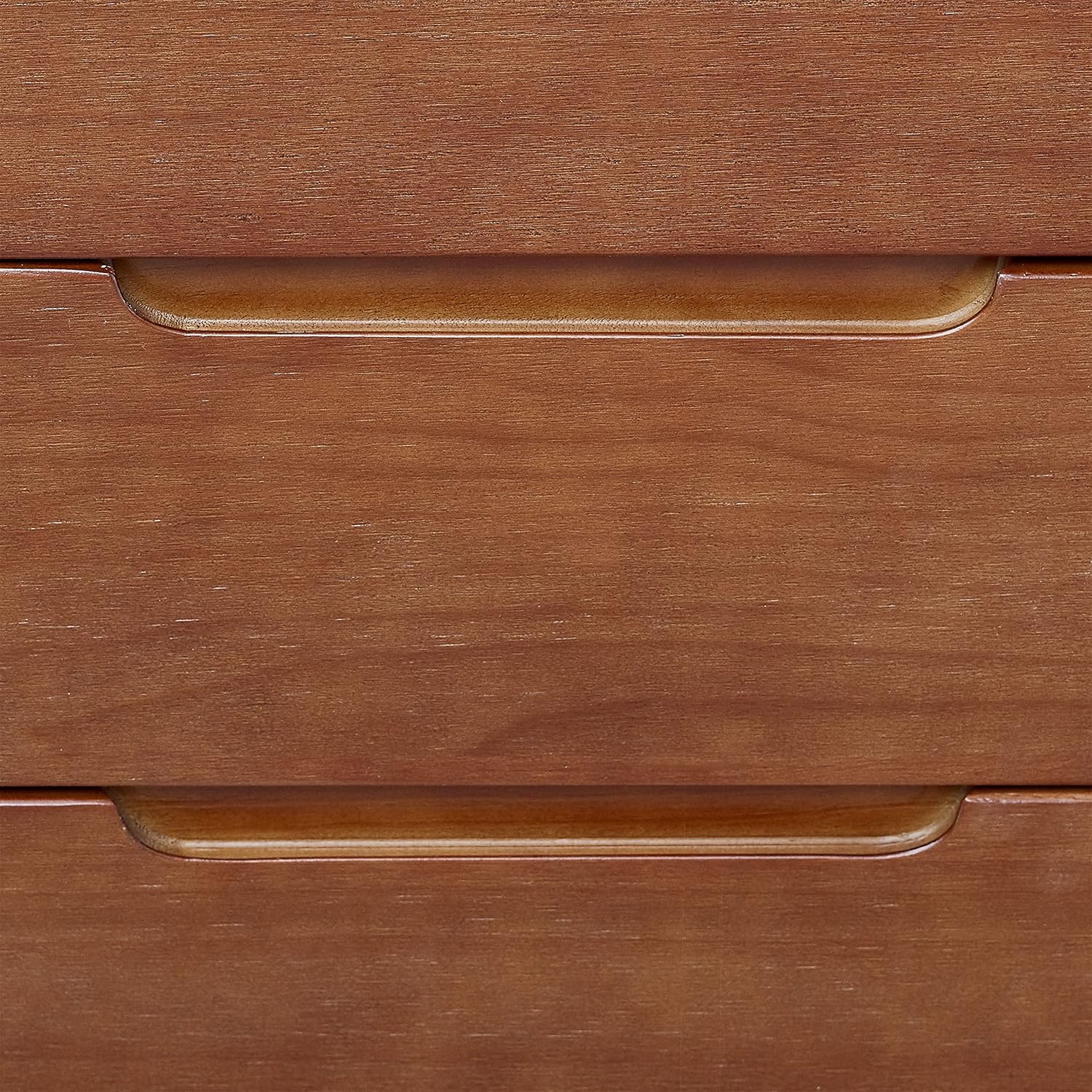 Mid-Century Brown Solid Wood 5-Drawer Dresser
