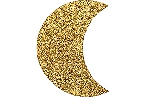 10 Pack Baby Shower Gold Glitter Moon Cutouts