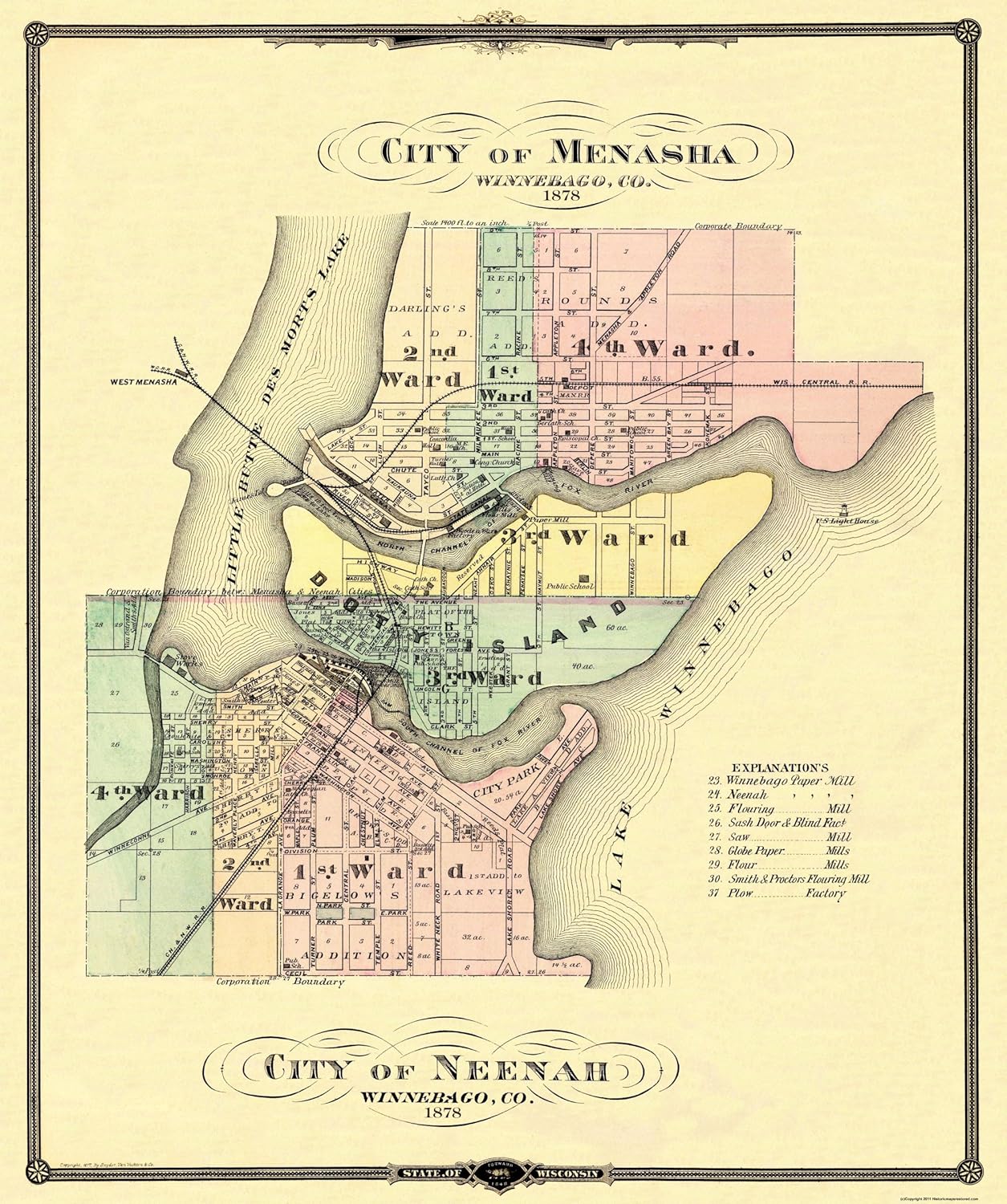 Maps Of The Past Historical Map of Menasha Neenah Wisconsin Snyder