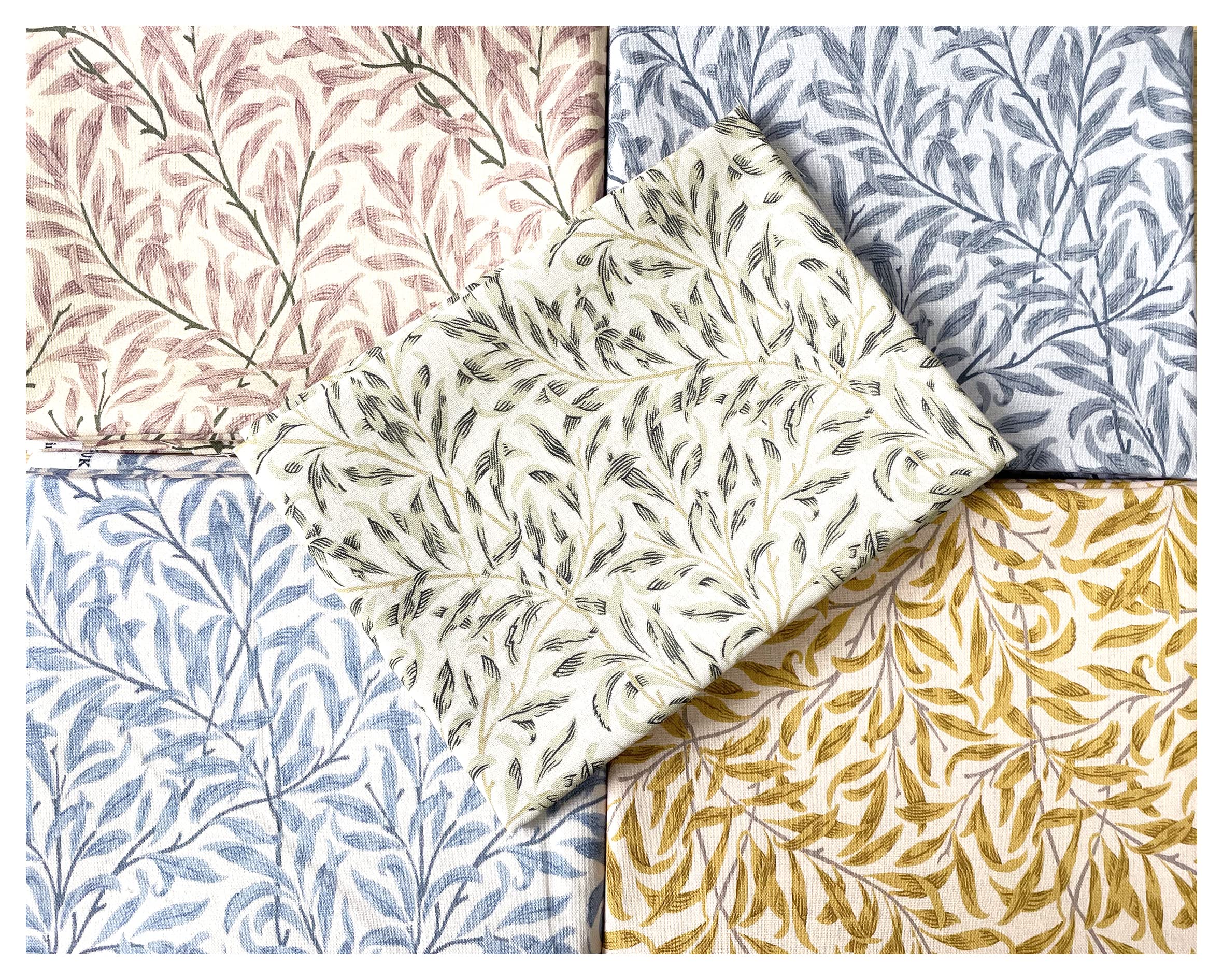 Fat Quarter Bundle - William Morris Willow Bough Light Collection - Floral Craft Fabric Material