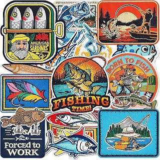 17Pcs Vintage Fishing Patches image