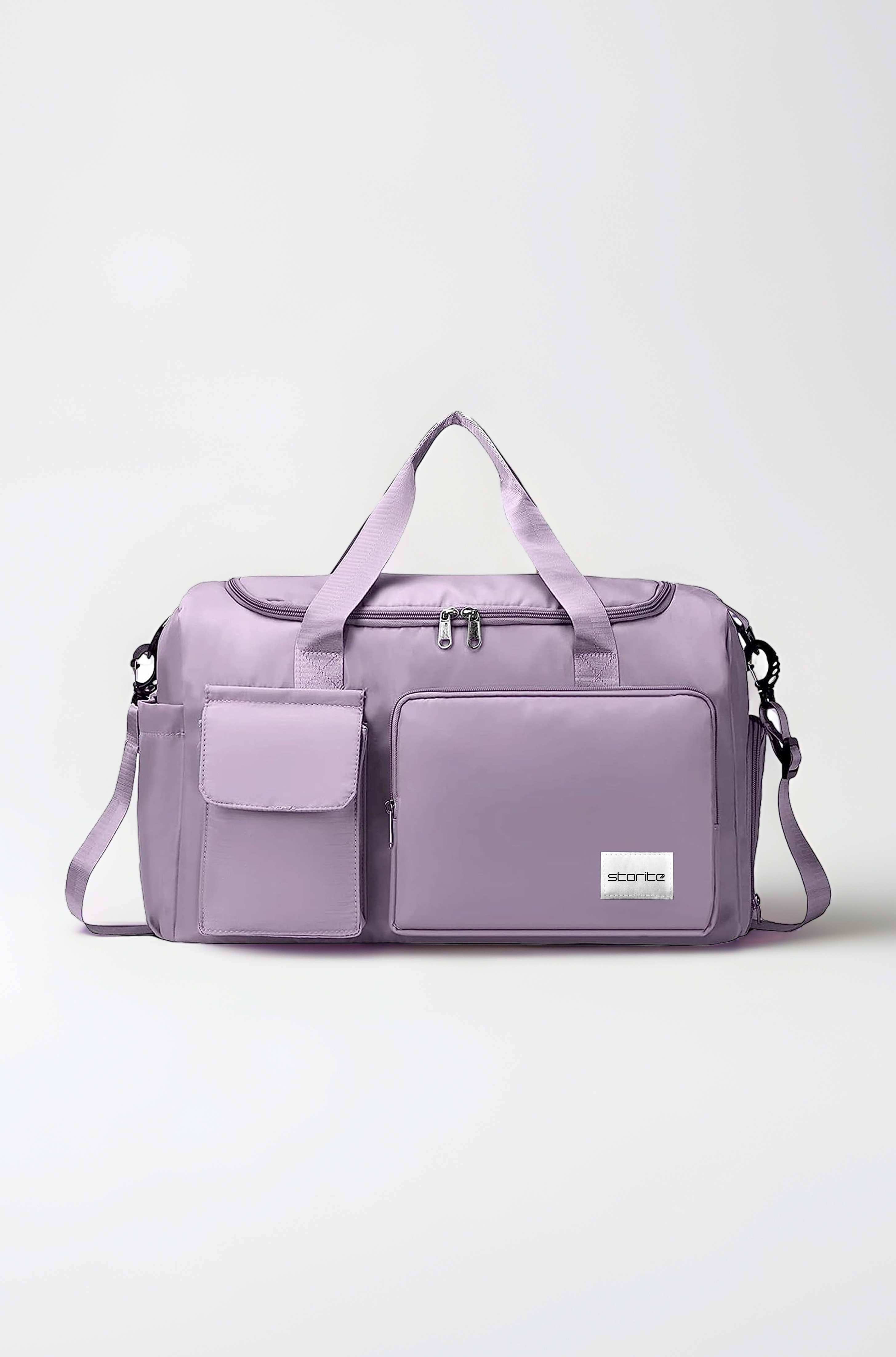 Storite Nylon 44 cms Imported Travel Duffle Bag Sports Gym Shoulder Bag for Women with Wet Pocket & Shoe Compartment Weekender Overnight Travel Luggage Bag (Purple, 44 x 18 x 29 cm)
