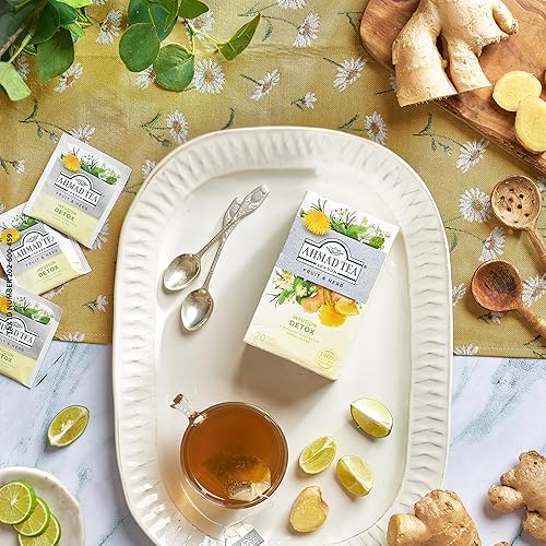 Miniatura 6 de Ahmad Tea Bolsitas de té de hierbas, jengibre, menta, hinojo, diente de león y abedul, 20 unidades (paquete de 6), descafeinado y sin azúcar