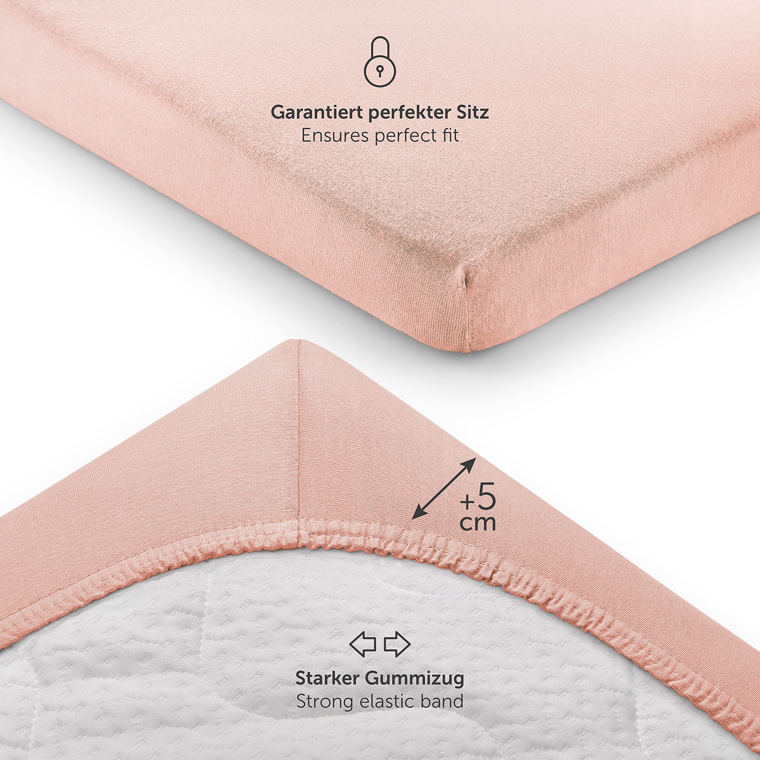 Laleni Lenzuola Culla Neonato - Lenzuola Lettino - Lenzuola Carrozzina Neonato - Coprimaterasso Culla con Angoli Elastici - Coprimaterasso Lettino 100% Cotone 135gsm - Rosa - Culla 55x90cm