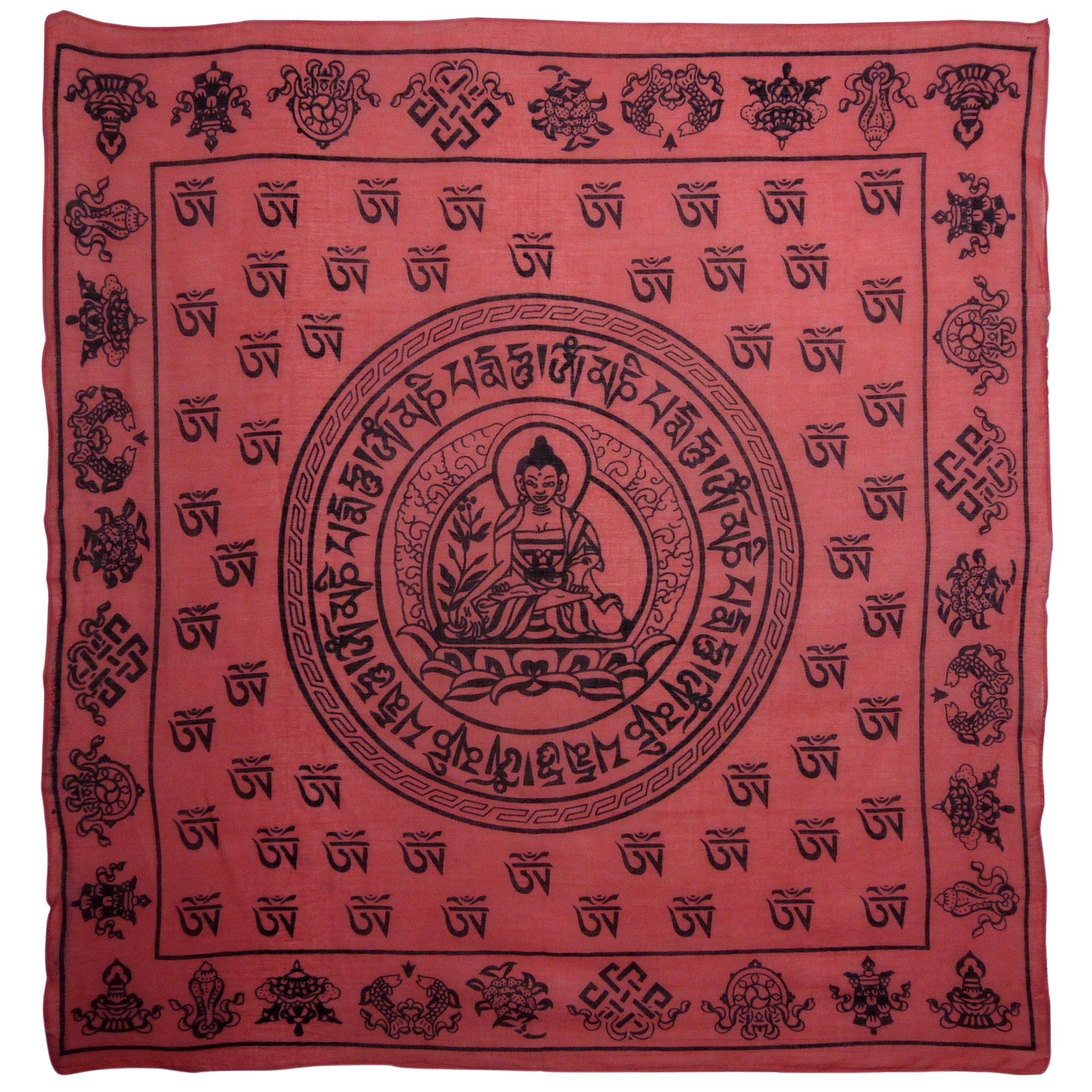Asita Homewares Buddha Red Wall Hanging Scarf 100% Cotton Meditation Sanskrit Dharma